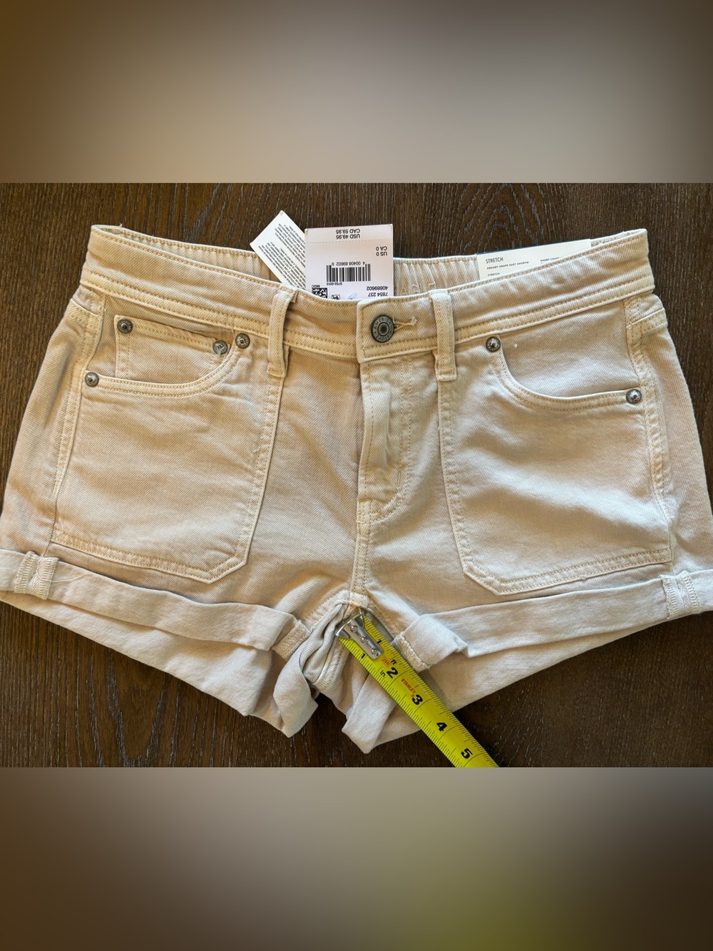 American Eagle Outfitters Light Cream Women's Denim Jean Shorts - Picture 3 of 3